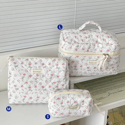 Cute Quilted Cotton Makeup Bag