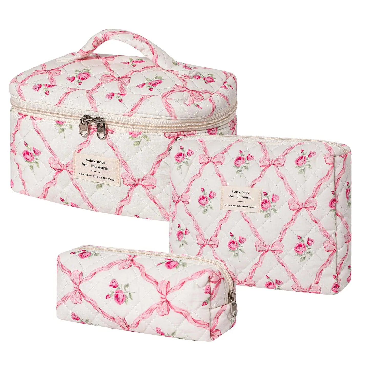 Cute Quilted Cotton Makeup Bag
