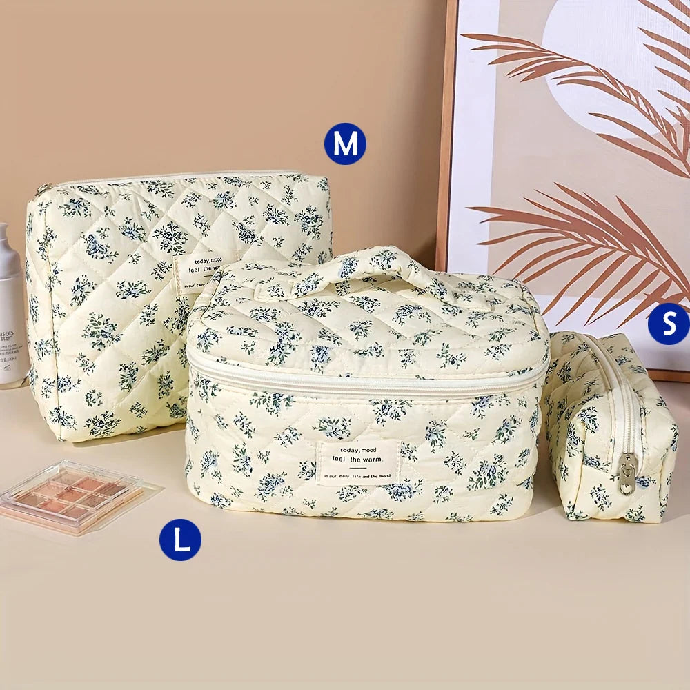 Cute Quilted Cotton Makeup Bag