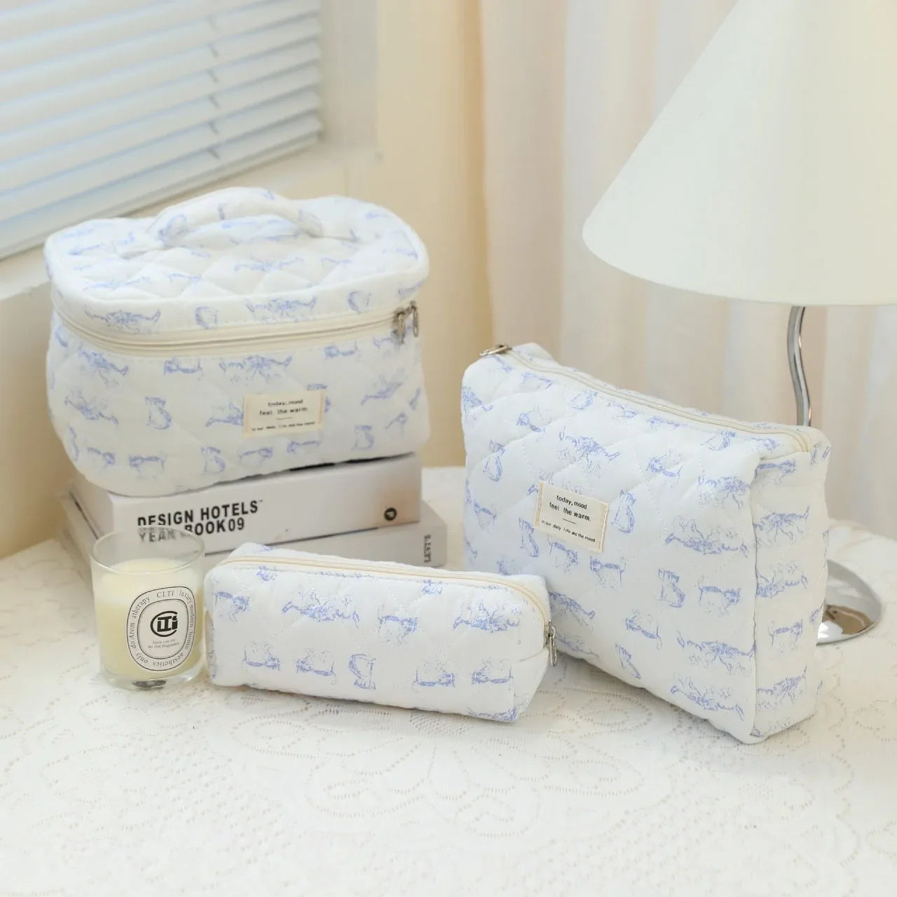 Cute Quilted Cotton Makeup Bag