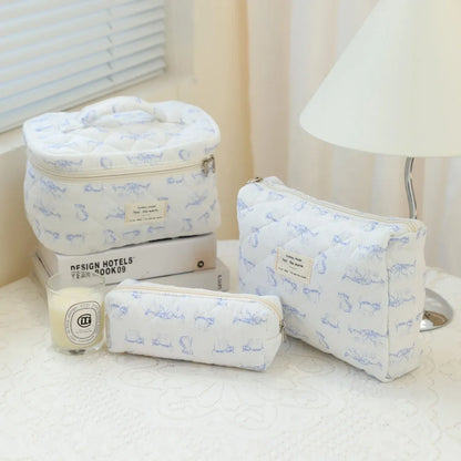 Cute Quilted Cotton Makeup Bag