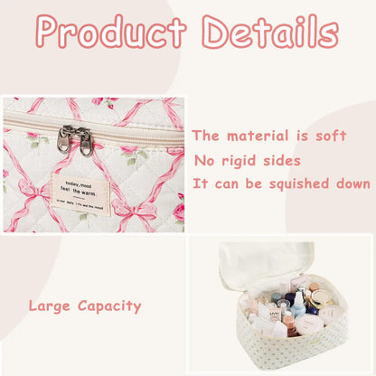 Cute Quilted Cotton Makeup Bag