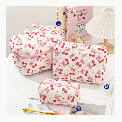 Cute Quilted Cotton Makeup Bag