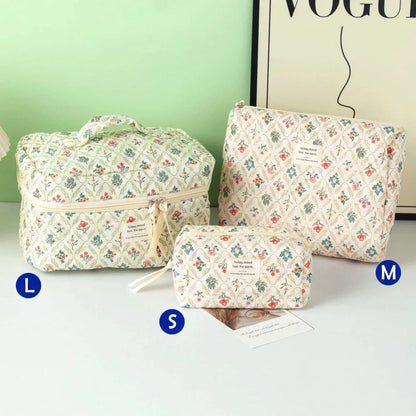 Cute Quilted Cotton Makeup Bag