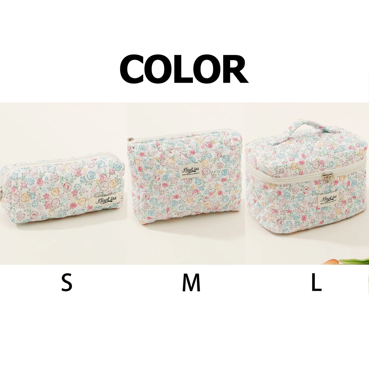 Cute Quilted Cotton Makeup Bag