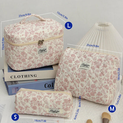 Cute Quilted Cotton Makeup Bag