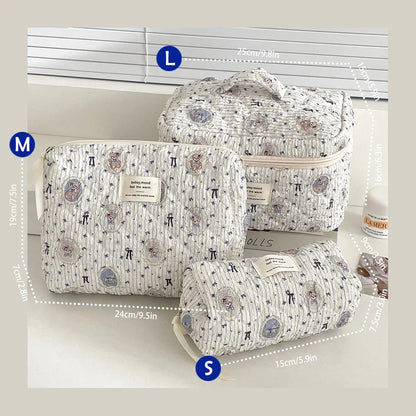 Cute Quilted Cotton Makeup Bag