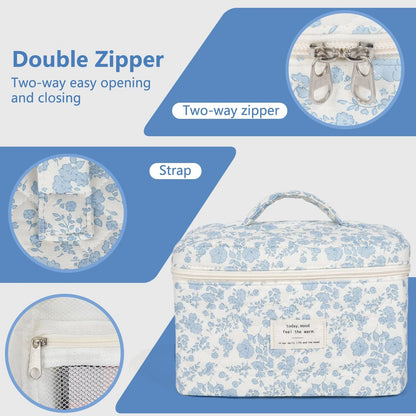 Cute Quilted Cotton Makeup Bag