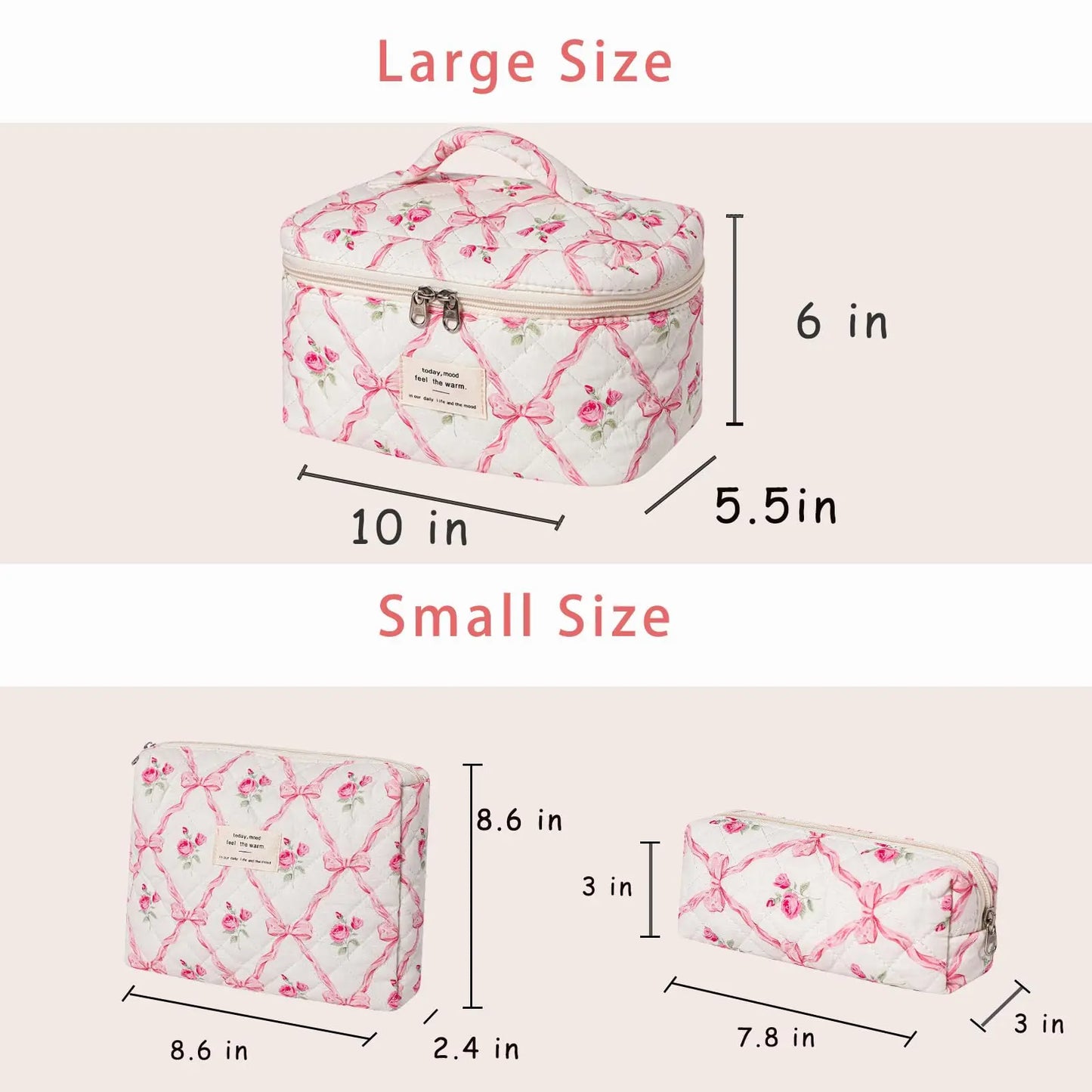 Cute Quilted Cotton Makeup Bag
