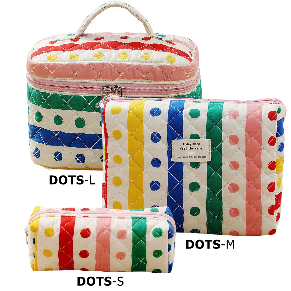 Cute Quilted Cotton Makeup Bag
