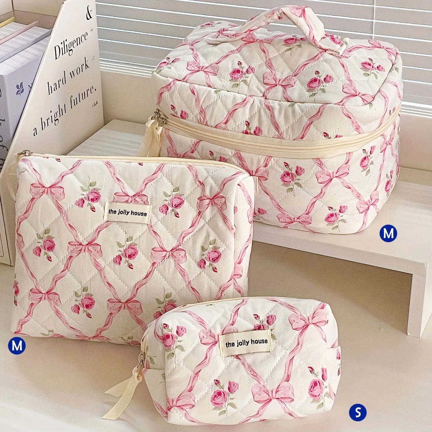 Cute Quilted Cotton Makeup Bag