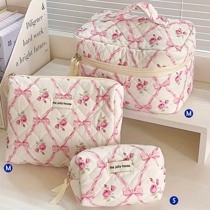Cute Quilted Cotton Makeup Bag