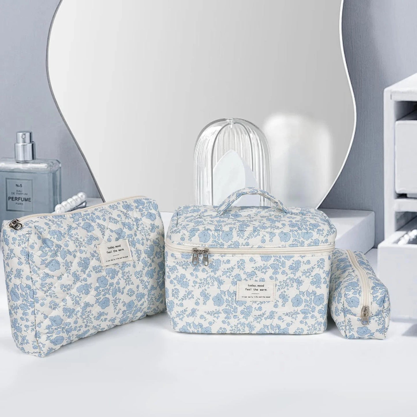 Cute Quilted Cotton Makeup Bag