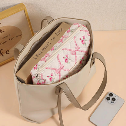 Cute Quilted Cotton Makeup Bag