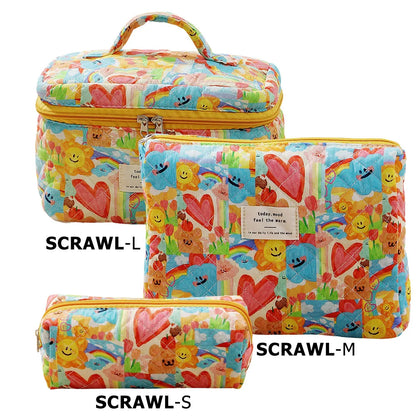 Cute Quilted Cotton Makeup Bag